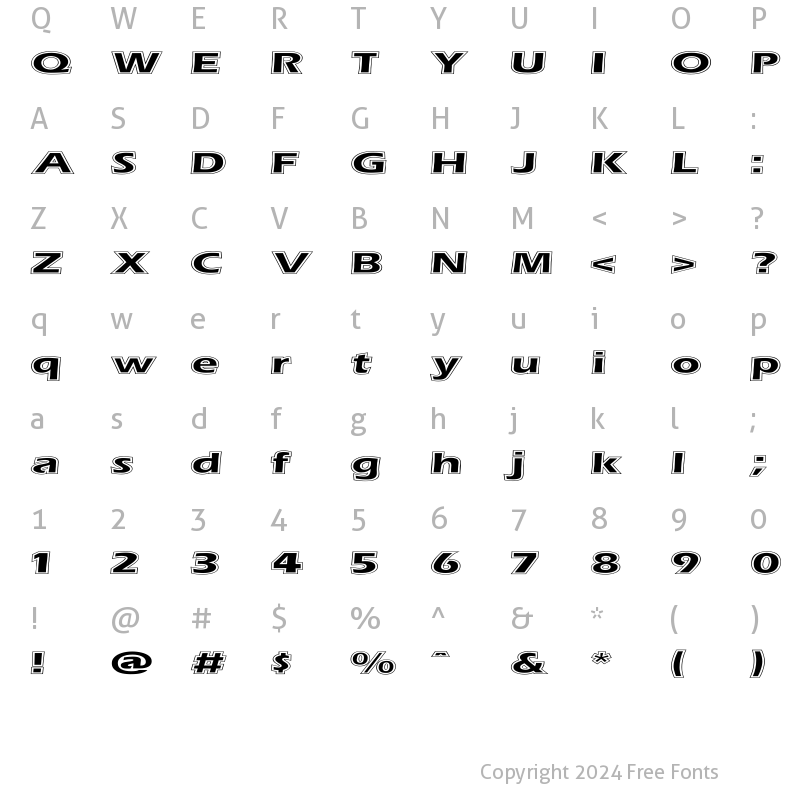 Character Map of ErasContour Ex Regular