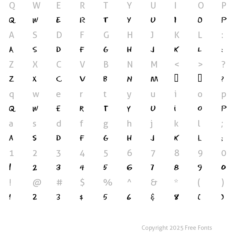 Character Map of Eraser Dust