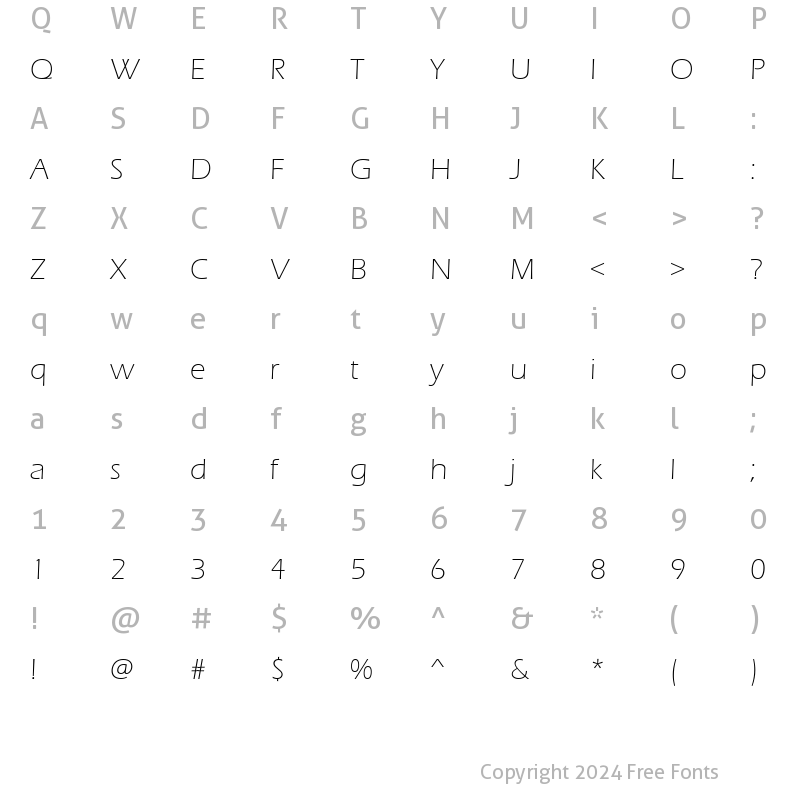 Character Map of ErasItcTEELig Regular