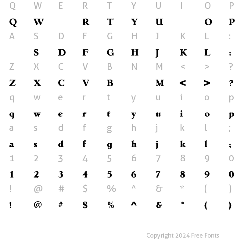 Character Map of ErasmusExtraBold Regular