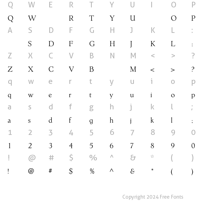 Character Map of ErasmusLight Regular