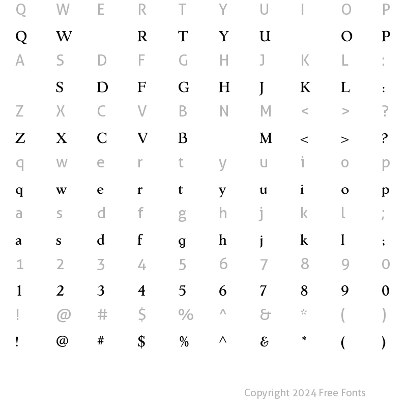 Character Map of ErasmusMedium Regular