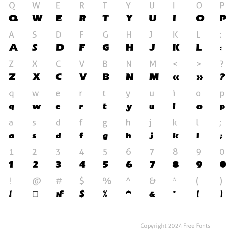 Character Map of ErasUltra Normal