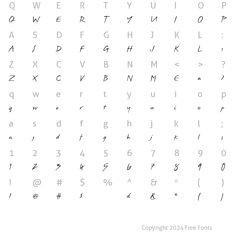 Character Map of Erazure Regular