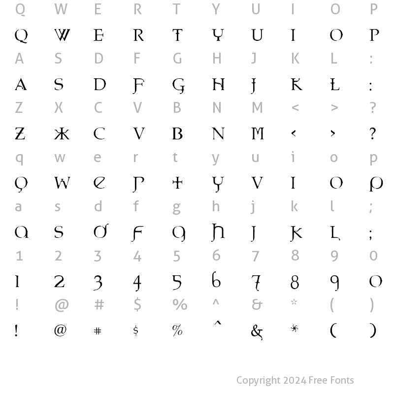 Character Map of Eremaeus Lhf Regular