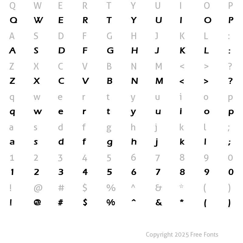 Character Map of Ergoe-Mild Bold