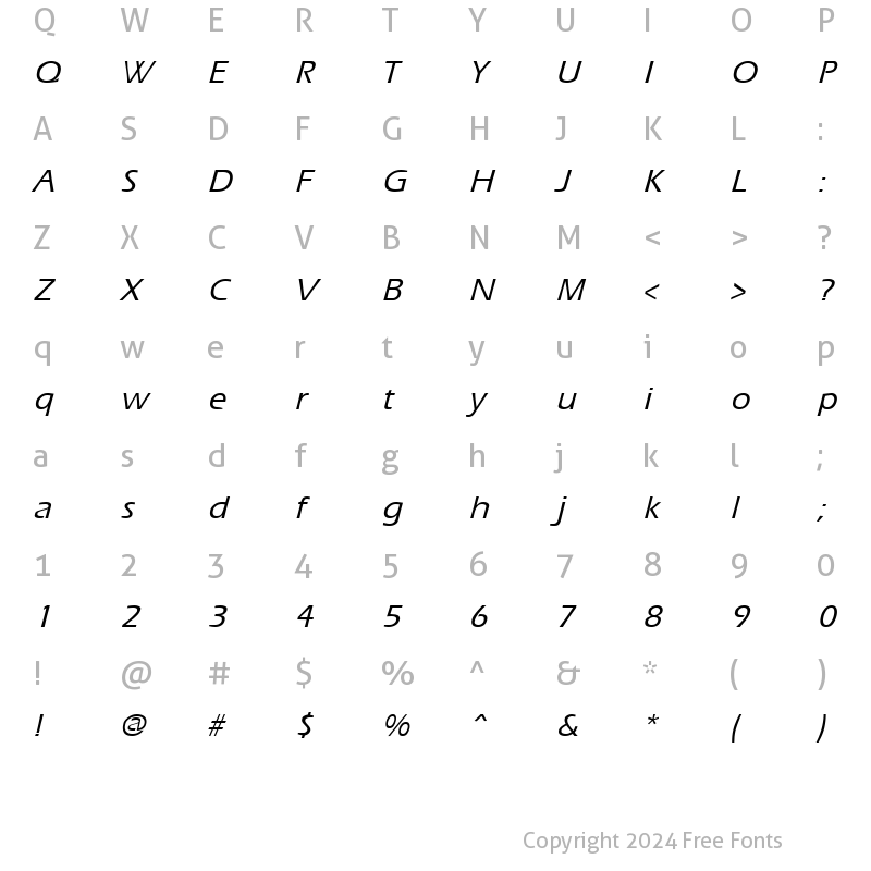 Character Map of Ergoe-Mild Italic