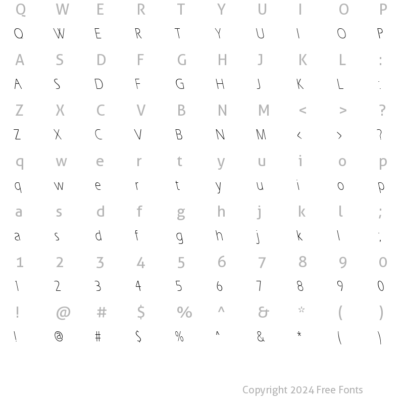 Character Map of ErgoeLightCondBS Regular