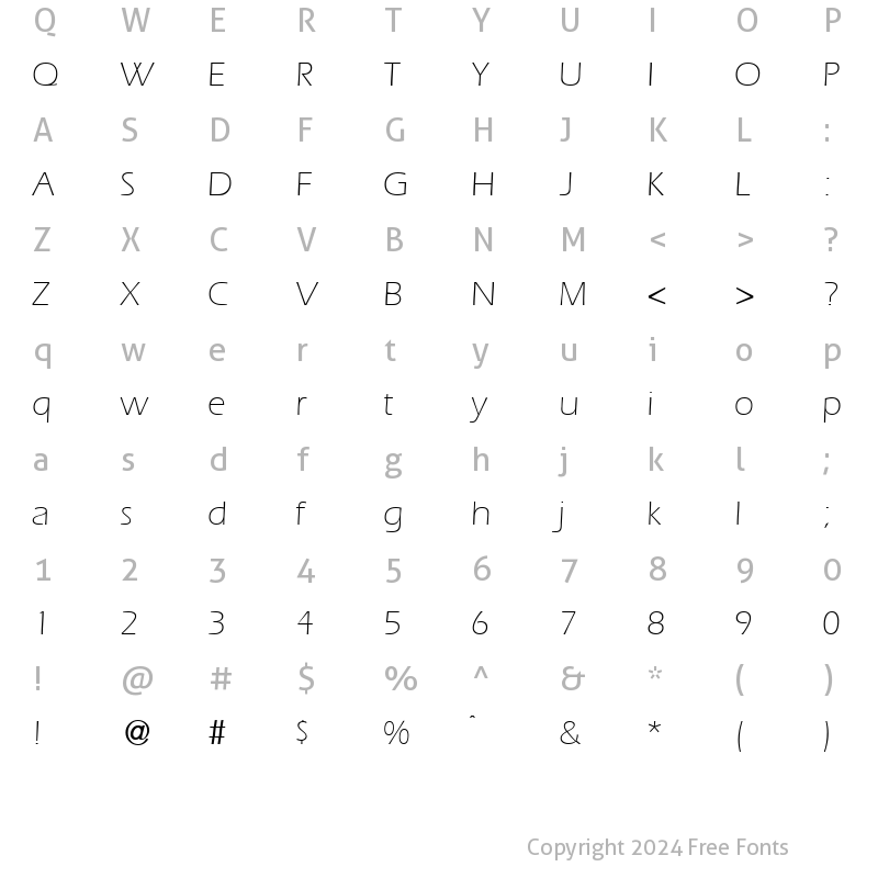 Character Map of ErgoLight Regular