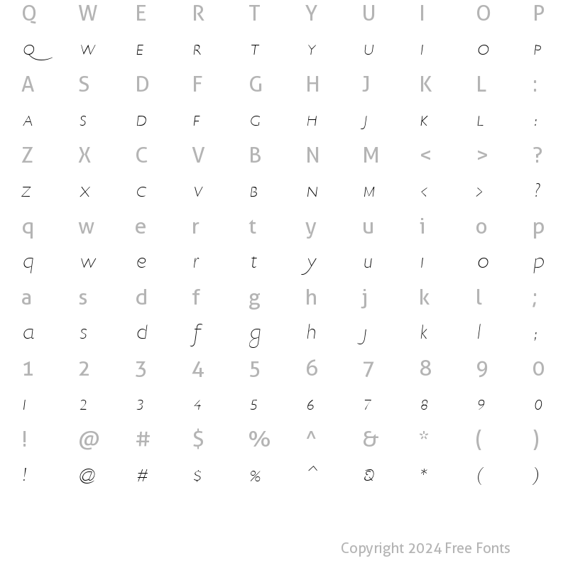 Character Map of EricSans Italic
