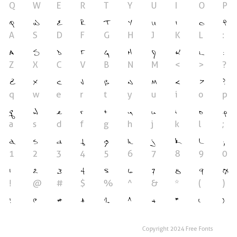 Character Map of EricsHand Regular