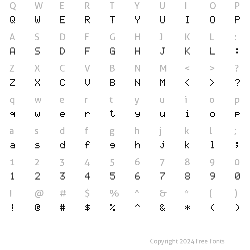 Character Map of Ericsson GA628 Regular