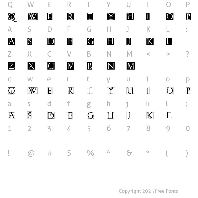 Character Map of ErikGCapsSkInvers Regular