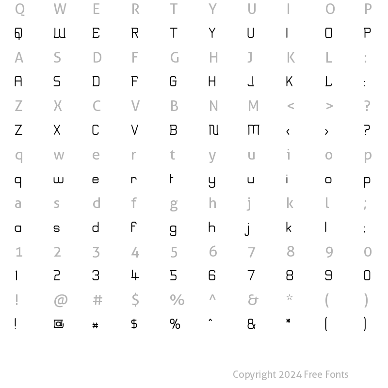 Character Map of Erinal Regular