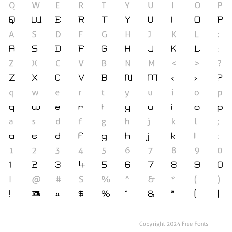 Character Map of Erinal Wide Regular