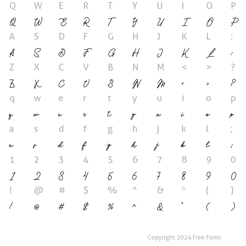 Character Map of Ermia Regular