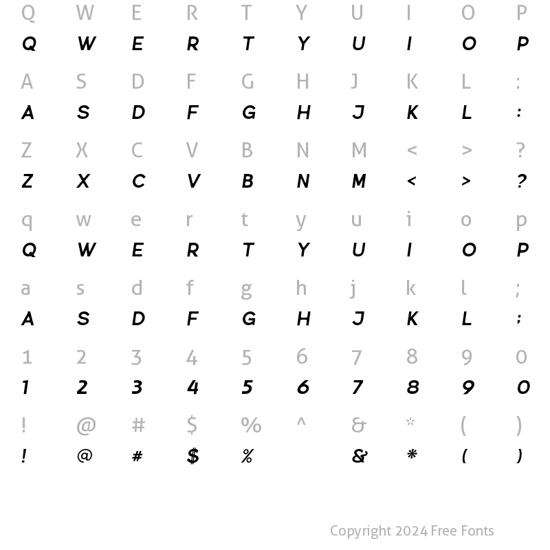 Character Map of Erotick Oblique