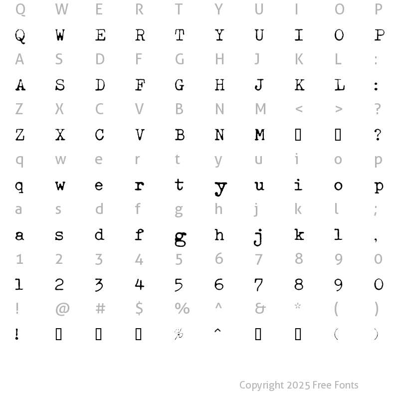 Character Map of Esat Hoxha NRML Regular