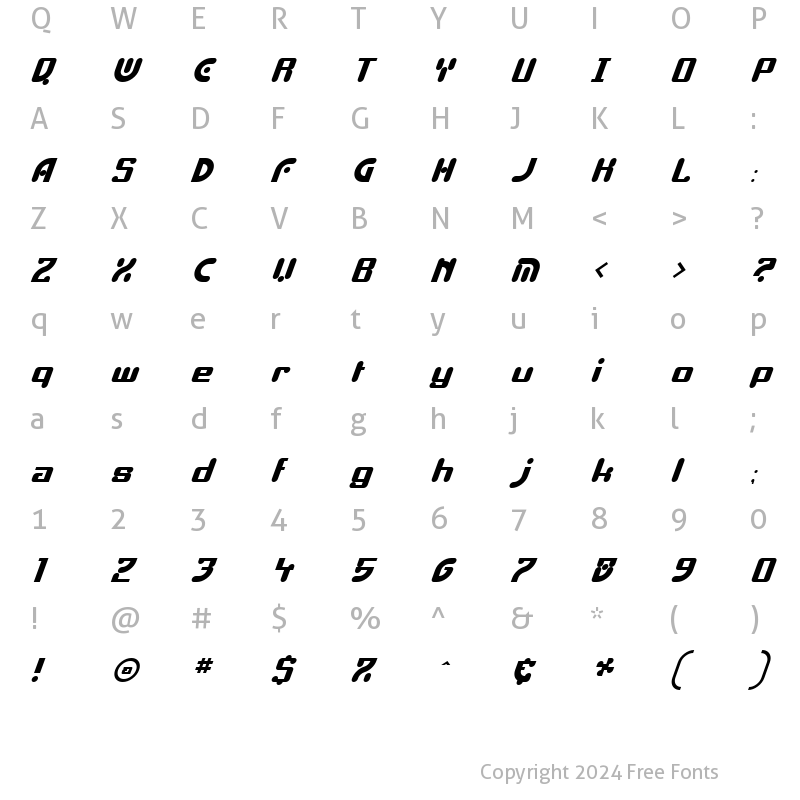 Character Map of Esboki Italic