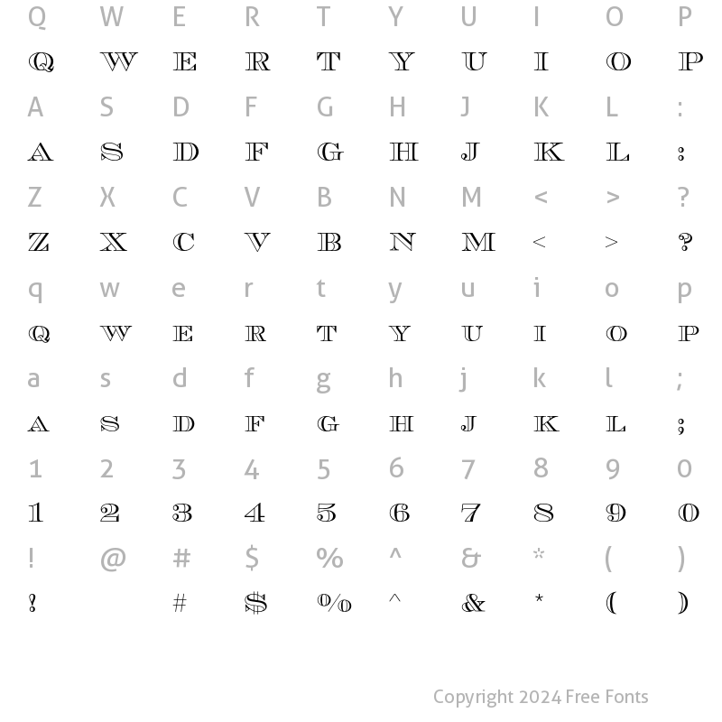 Character Map of EscorialEF Outline Regular