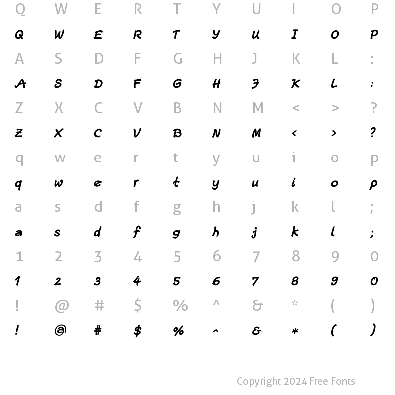 Character Map of Escript LT Bold Italic