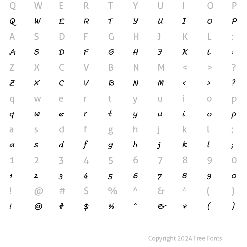 Character Map of Escript LT Medium Italic