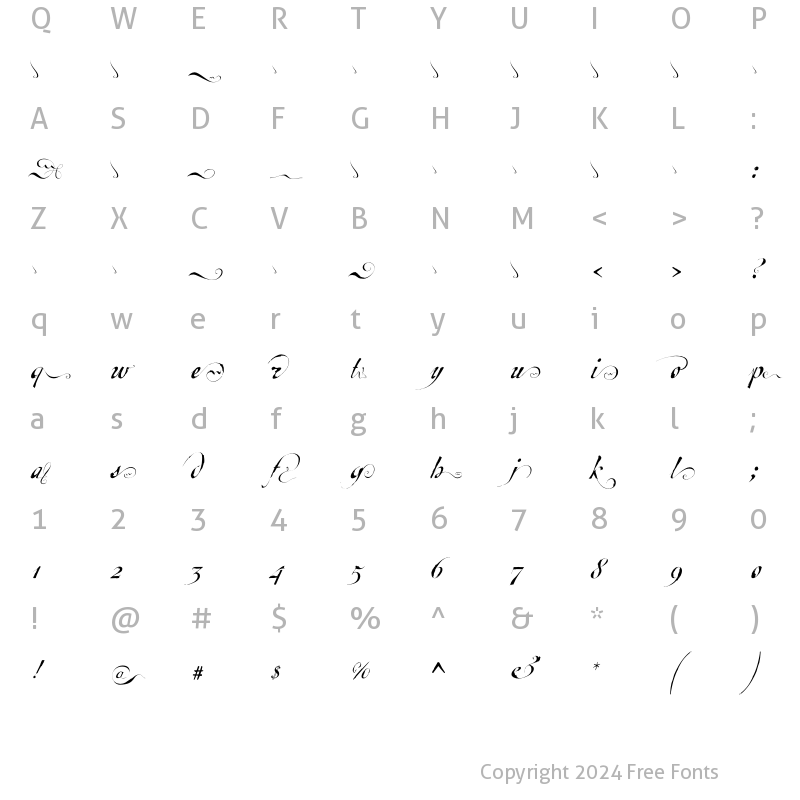 Character Map of Escrita Final Regular