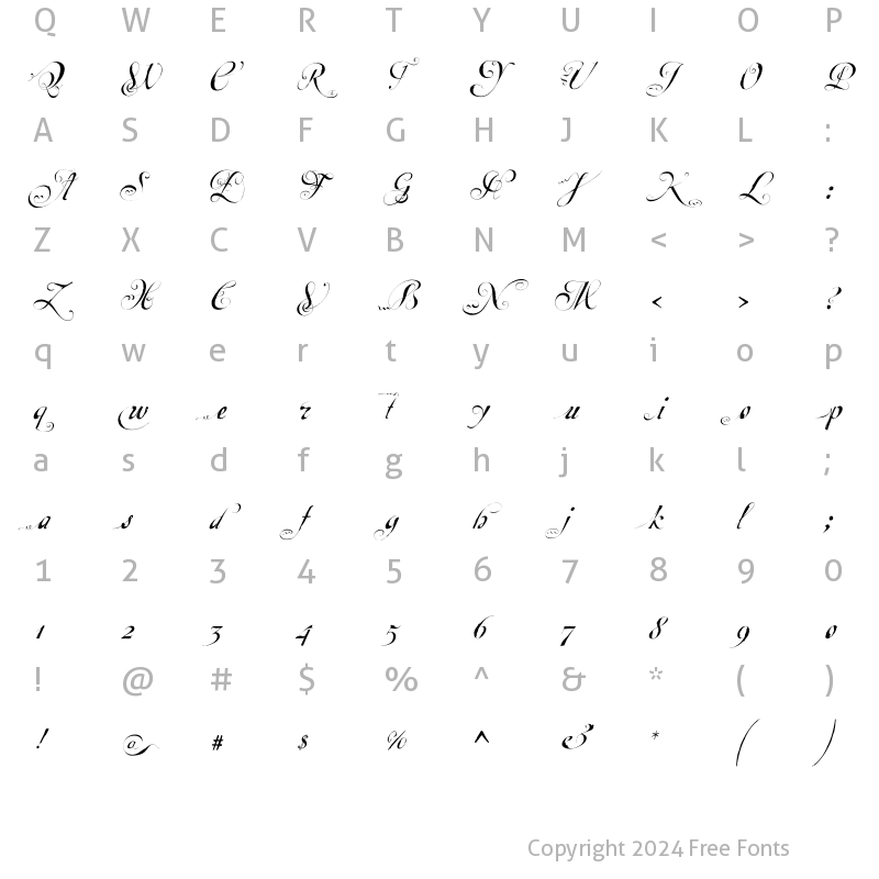 Character Map of Escrita Inicial Regular