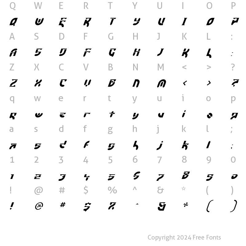 Character Map of Esdeki Italic