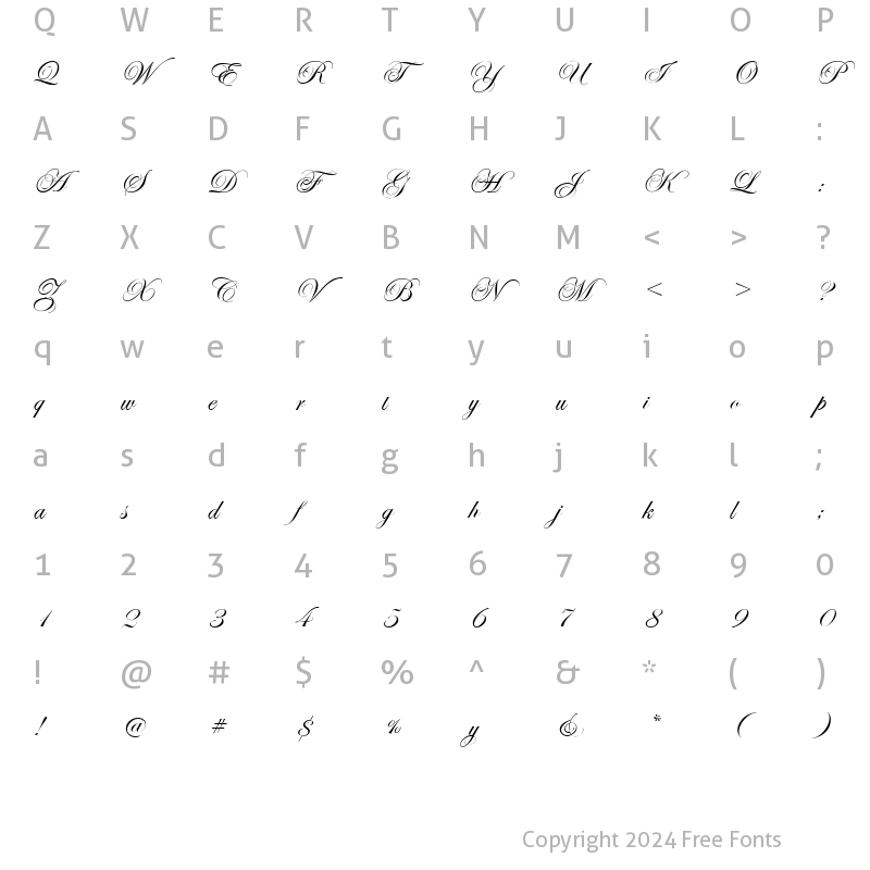 Character Map of Esenin script One Regular