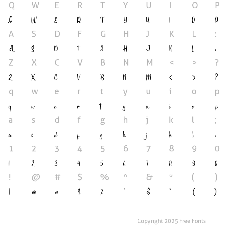 Character Map of Esllieba Regular