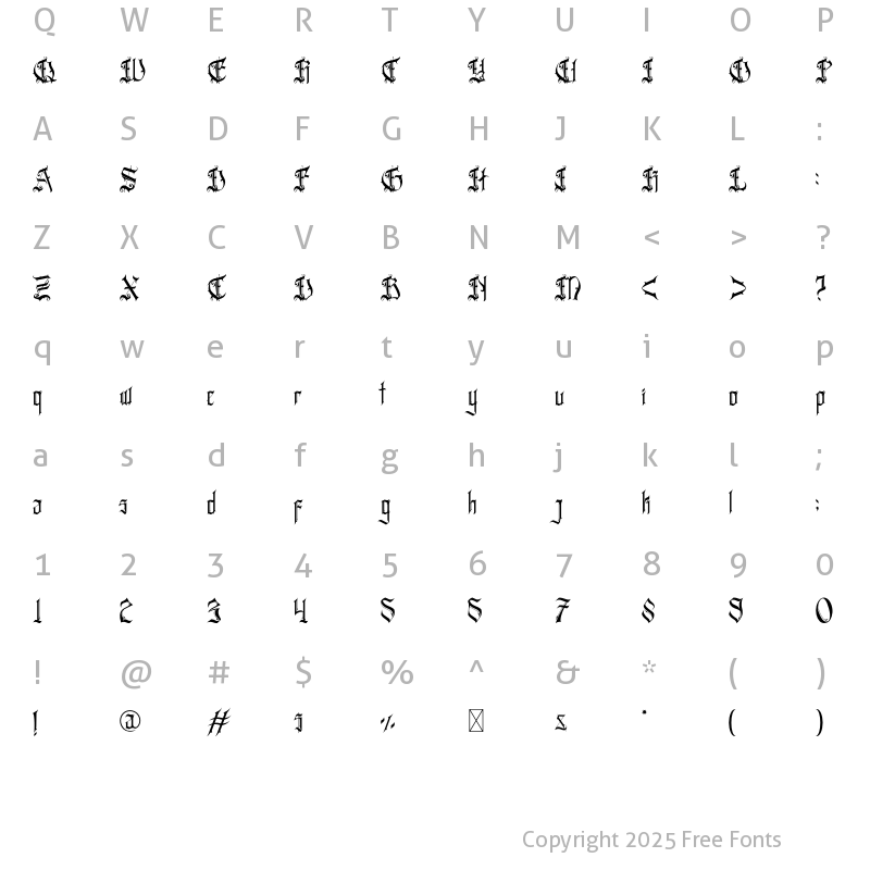 Character Map of Espada Del Destino Regular