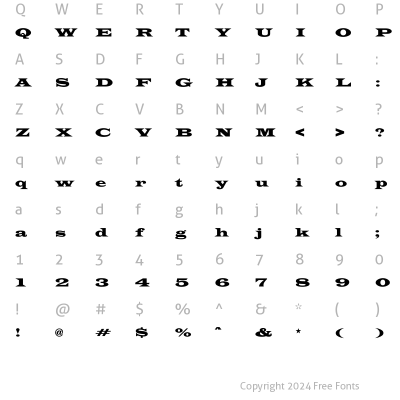 Character Map of Espana Wide Regular