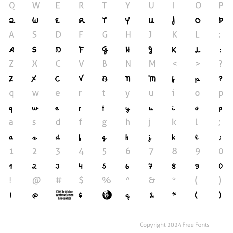 Character Map of Espangles Regular