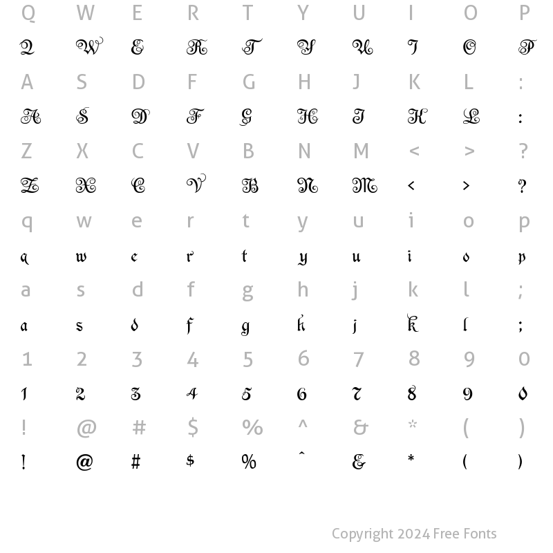 Character Map of Espania Normal