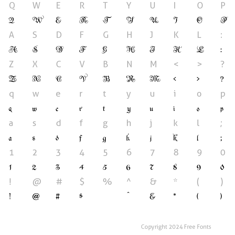 Character Map of Espania Regular