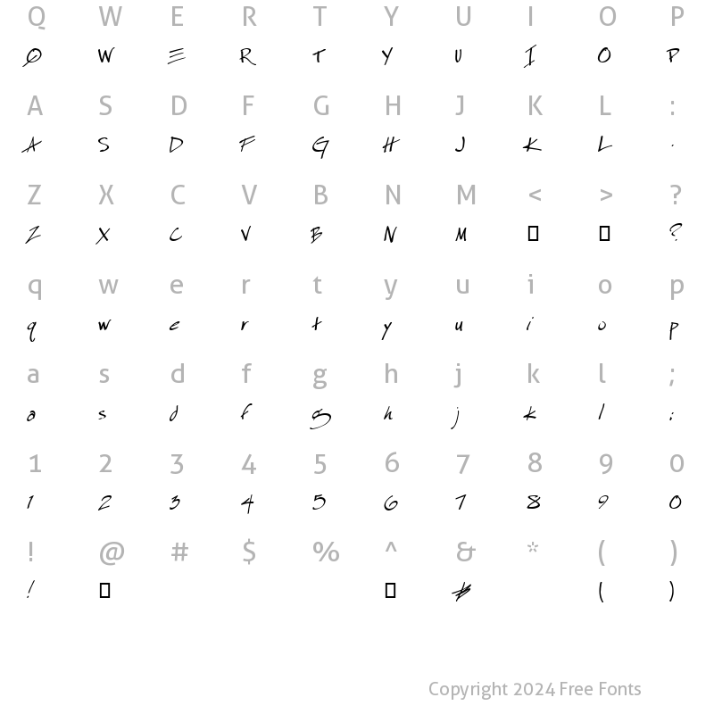 Character Map of Especial Kay Demo Regular