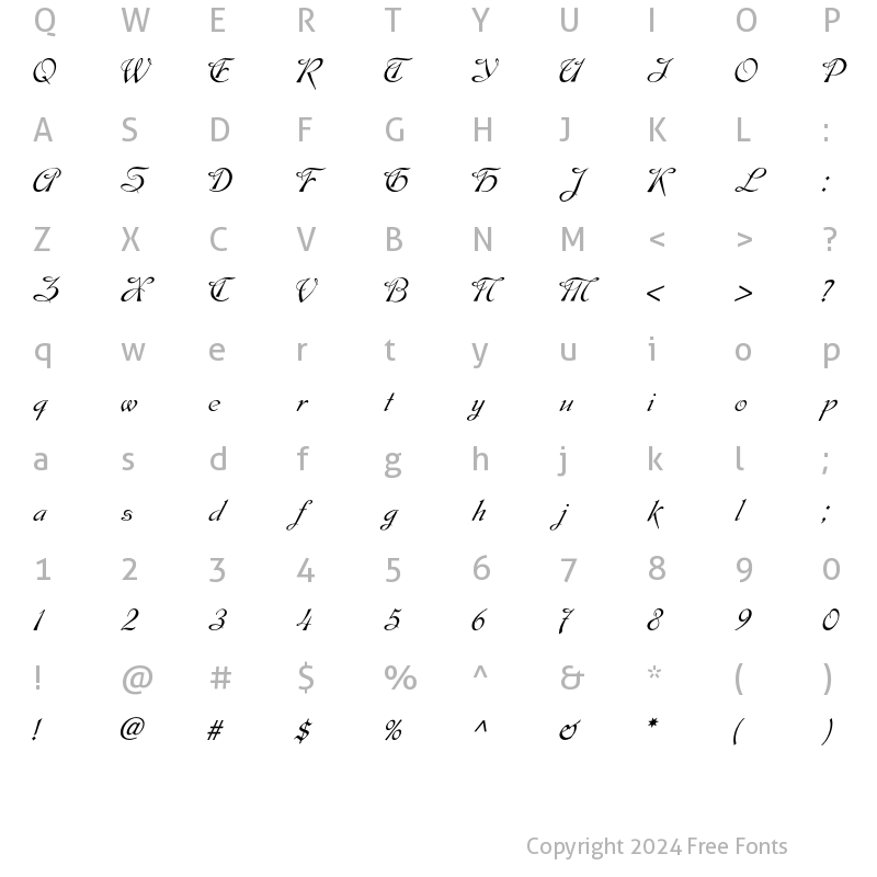 Character Map of Esperanza Regular