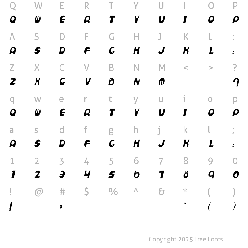 Character Map of Espheres Cn Italic Italic