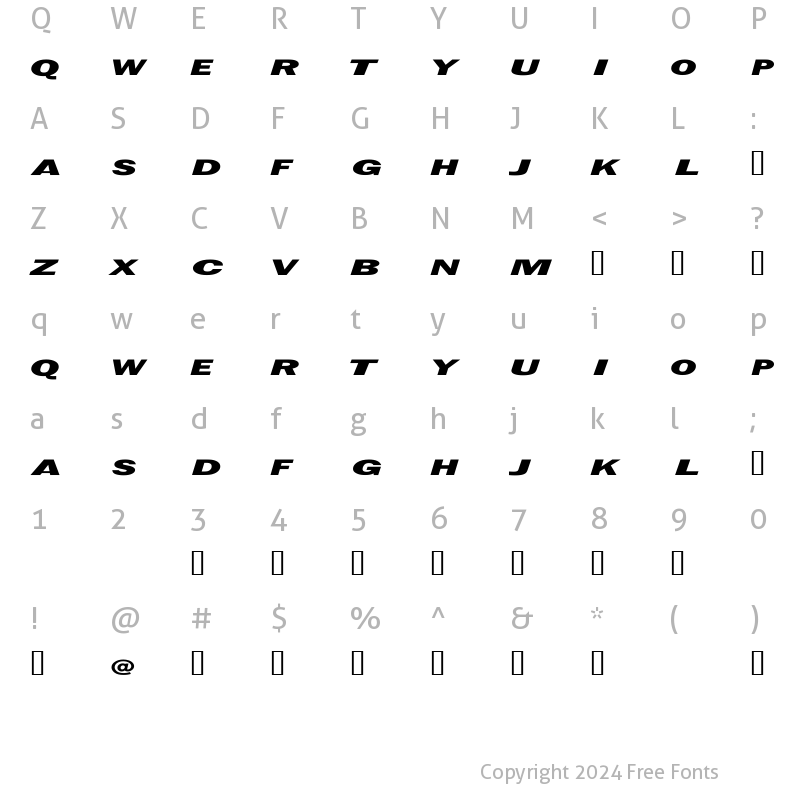 Character Map of Espionage Regular