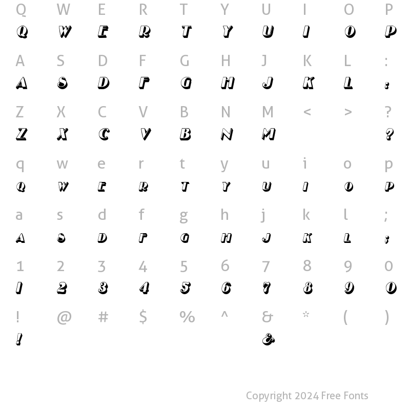 Character Map of EsplanadeDisplay Italic