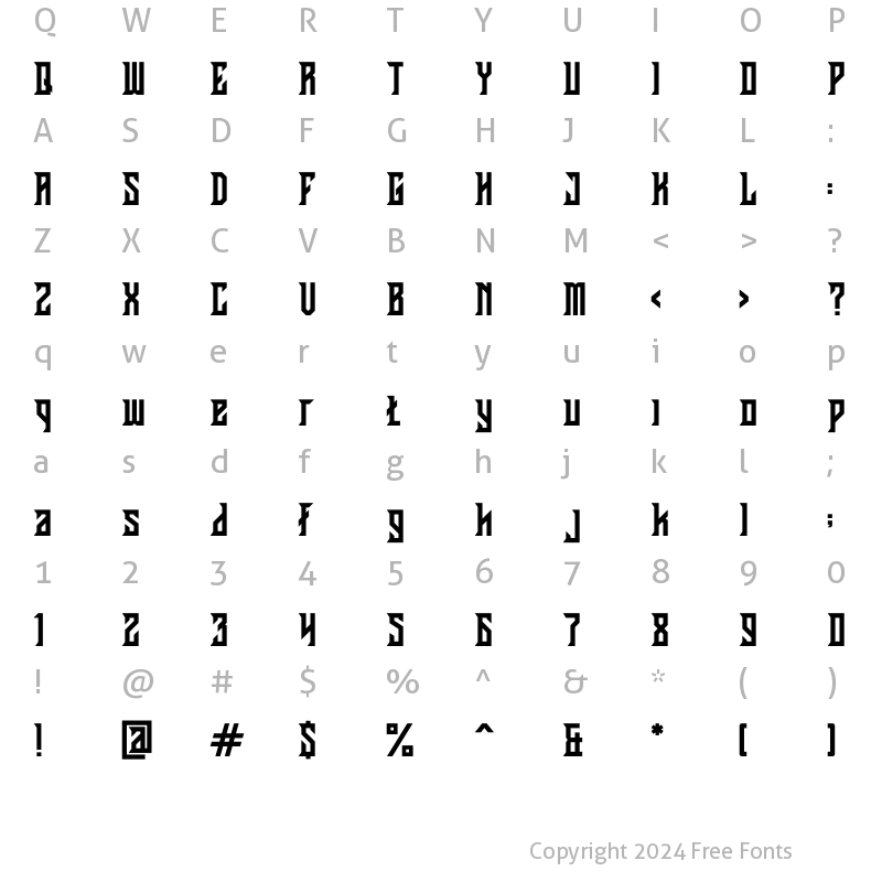 Character Map of Esporte Regular