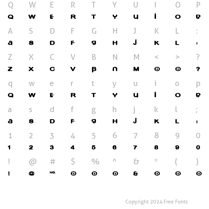 Character Map of Espresso Regular