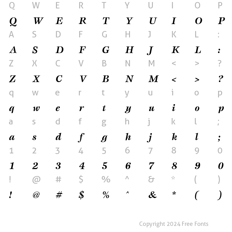 Character Map of Esprit Bold Italic