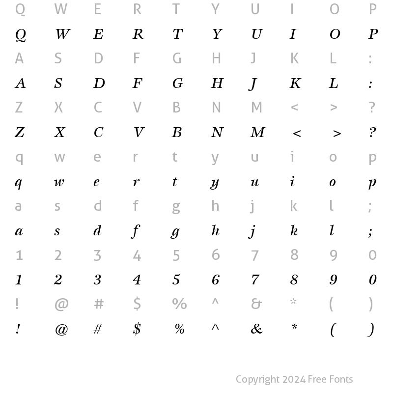 Character Map of Esprit MediumItalic