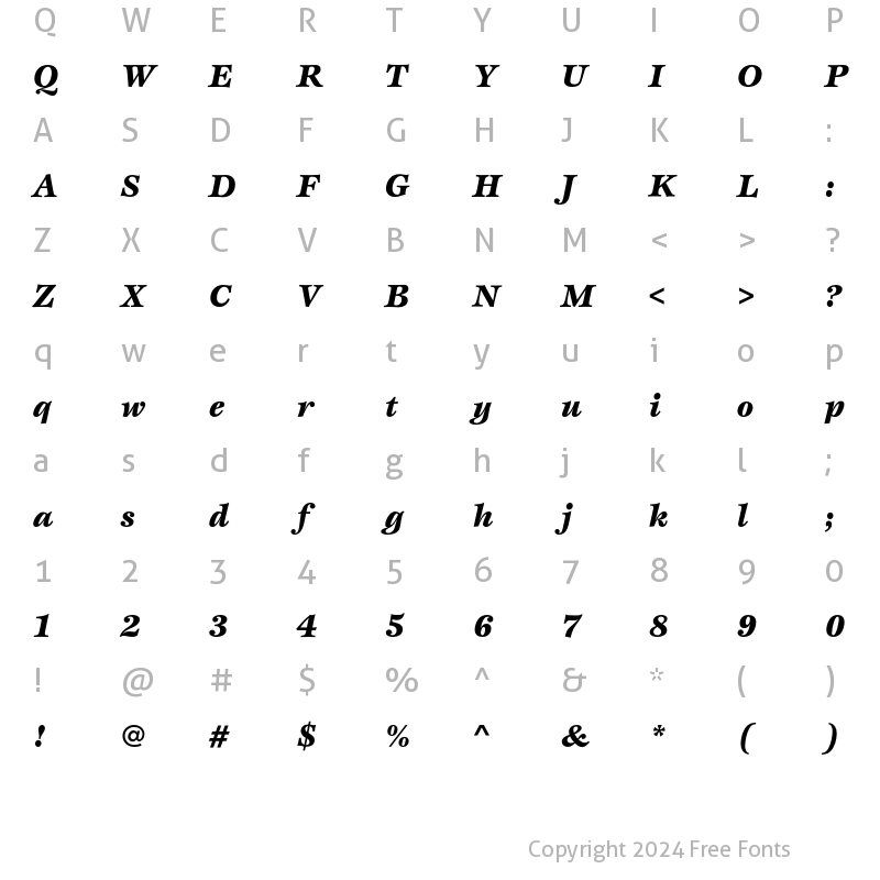 Character Map of EspritEF Black Italic