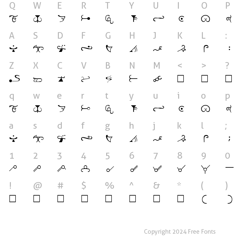 Character Map of Espruar Elvish FR