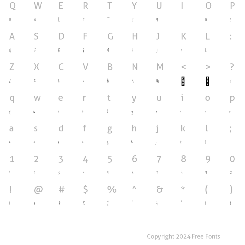 Character Map of Essence Script Regular