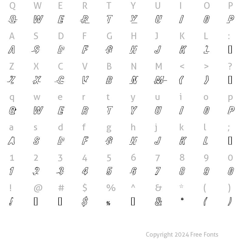 Character Map of esso Regular