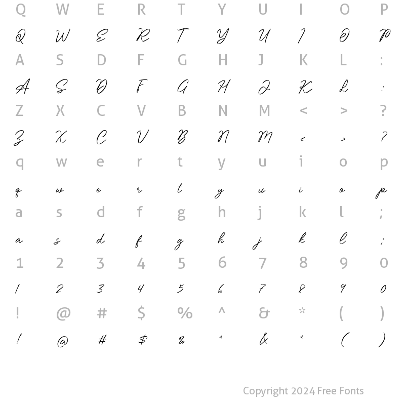 Character Map of Essperanza Regular